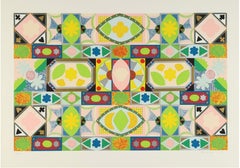 Untitled (pink and green) screen print by Joyce Kozloff