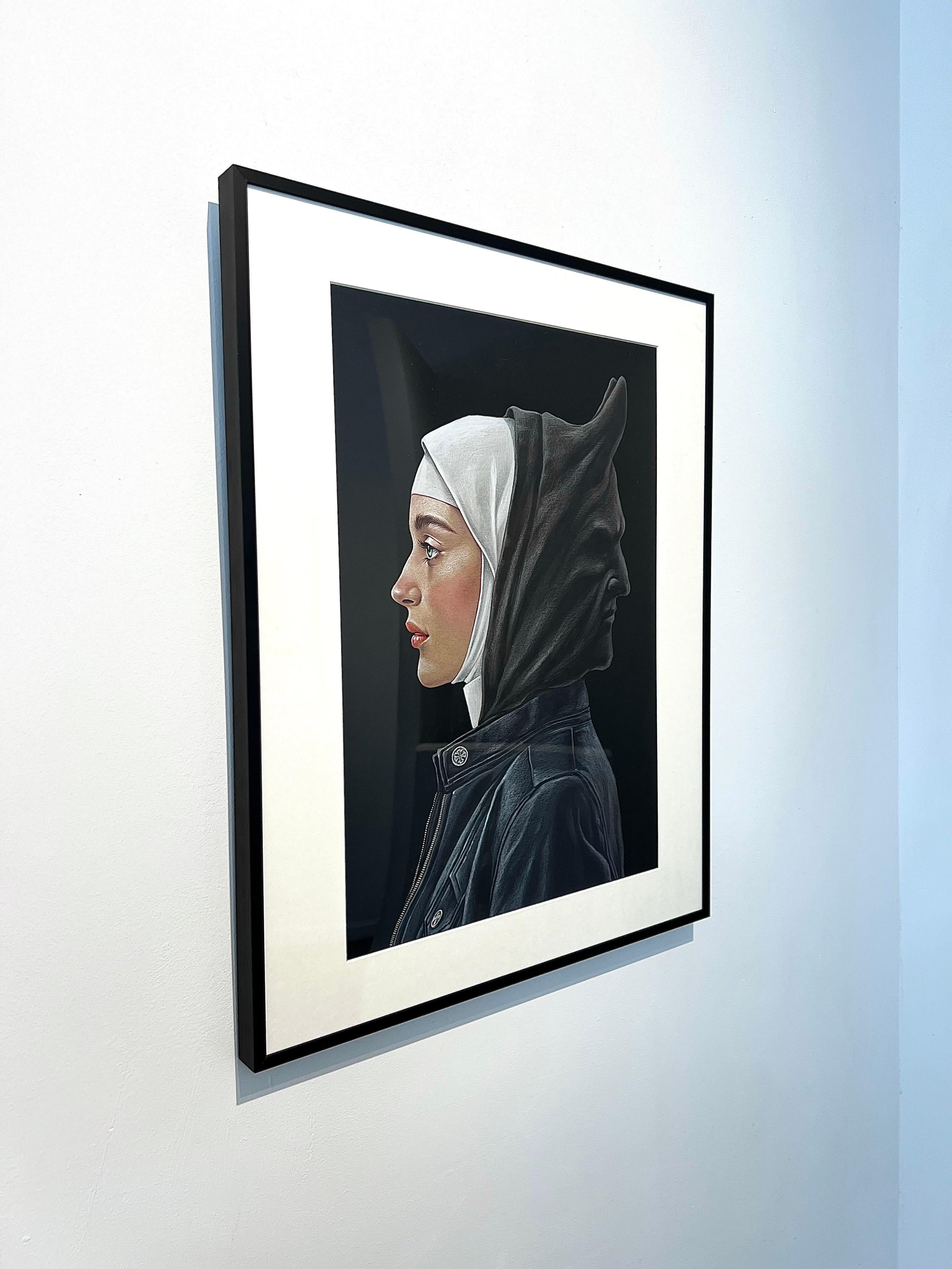 Pop Art zeitgenössisches Stillleben Interieur schwarz-weiß handgemalt Surrealismus – Painting von Joyce Lee