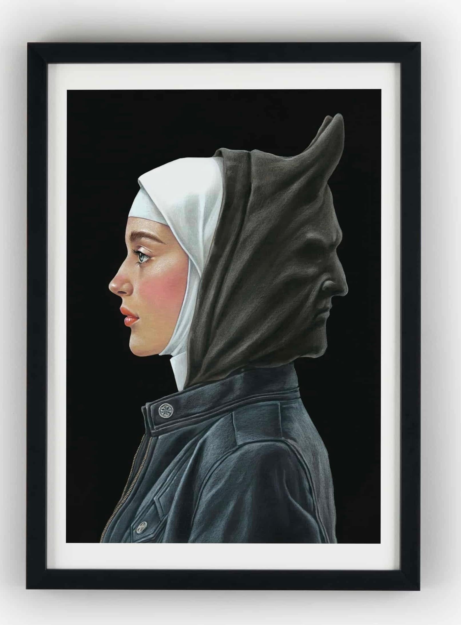 Pop Art zeitgenössisches Stillleben Interieur schwarz-weiß handgemalt Surrealismus