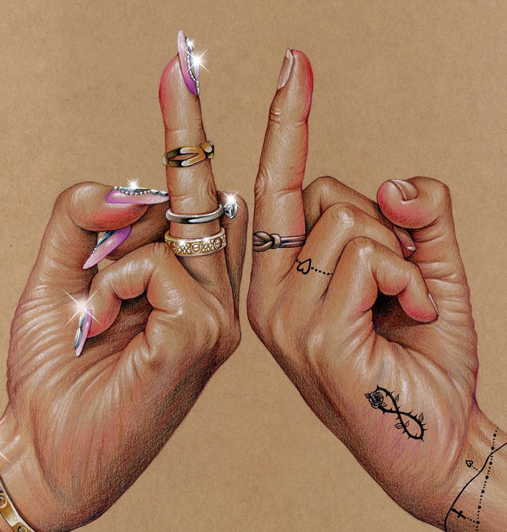 Pop Art zeitgenössisches Stillleben Interieur handgemalt Surrealismus – Painting von Joyce Lee