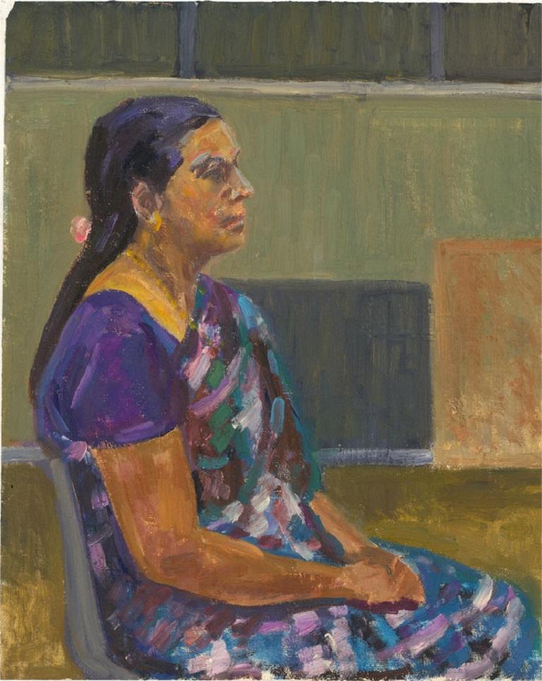 Joyce Moore - Contemporary Oil, The Hindu Lady For Sale 1