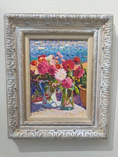 Joyce Norwood, "Coastal Arrangement" 16x12 Floral Bouquet Oil Painting on Canvas