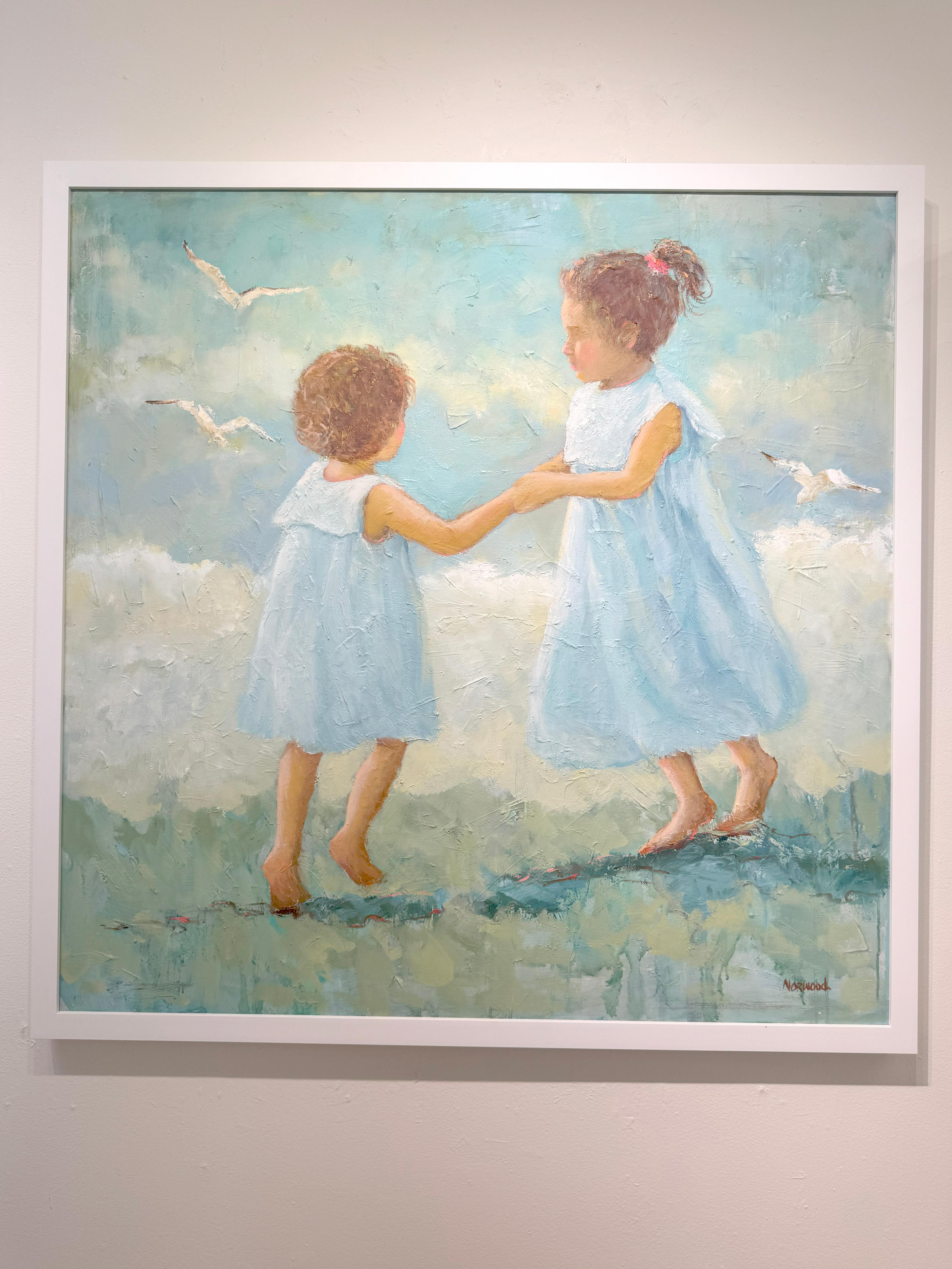 Joyce Norwood, „Dancing with the Tide“, figuratives Ölgemälde auf Leinwand, 48x48 im Angebot 1