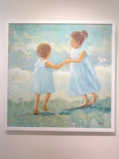 Joyce Norwood, "Dancing with the Tide" 48x48 Figurative Oil Painting on Canvas