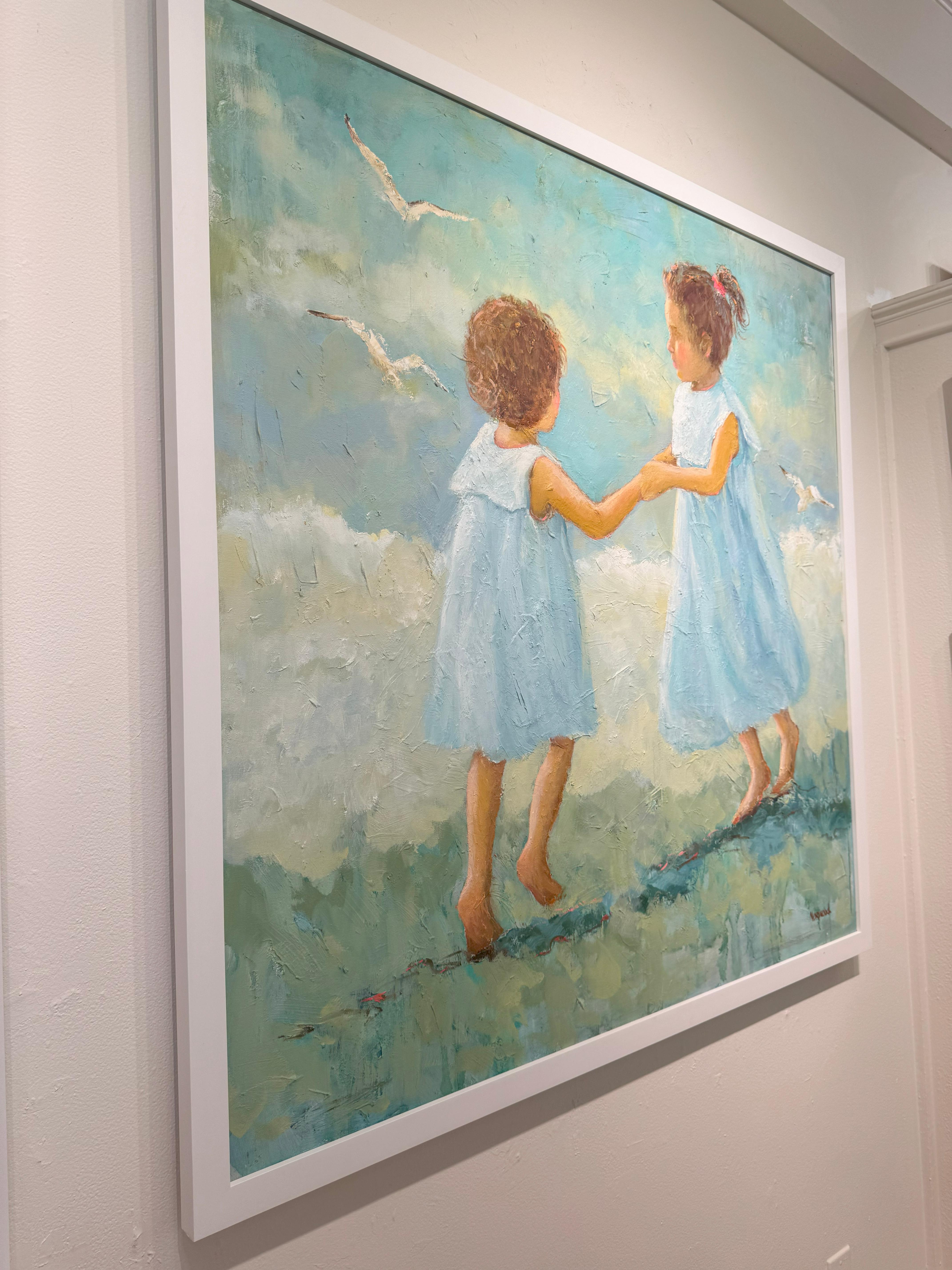 Joyce Norwood, „Dancing with the Tide“, figuratives Ölgemälde auf Leinwand, 48x48 im Angebot 2