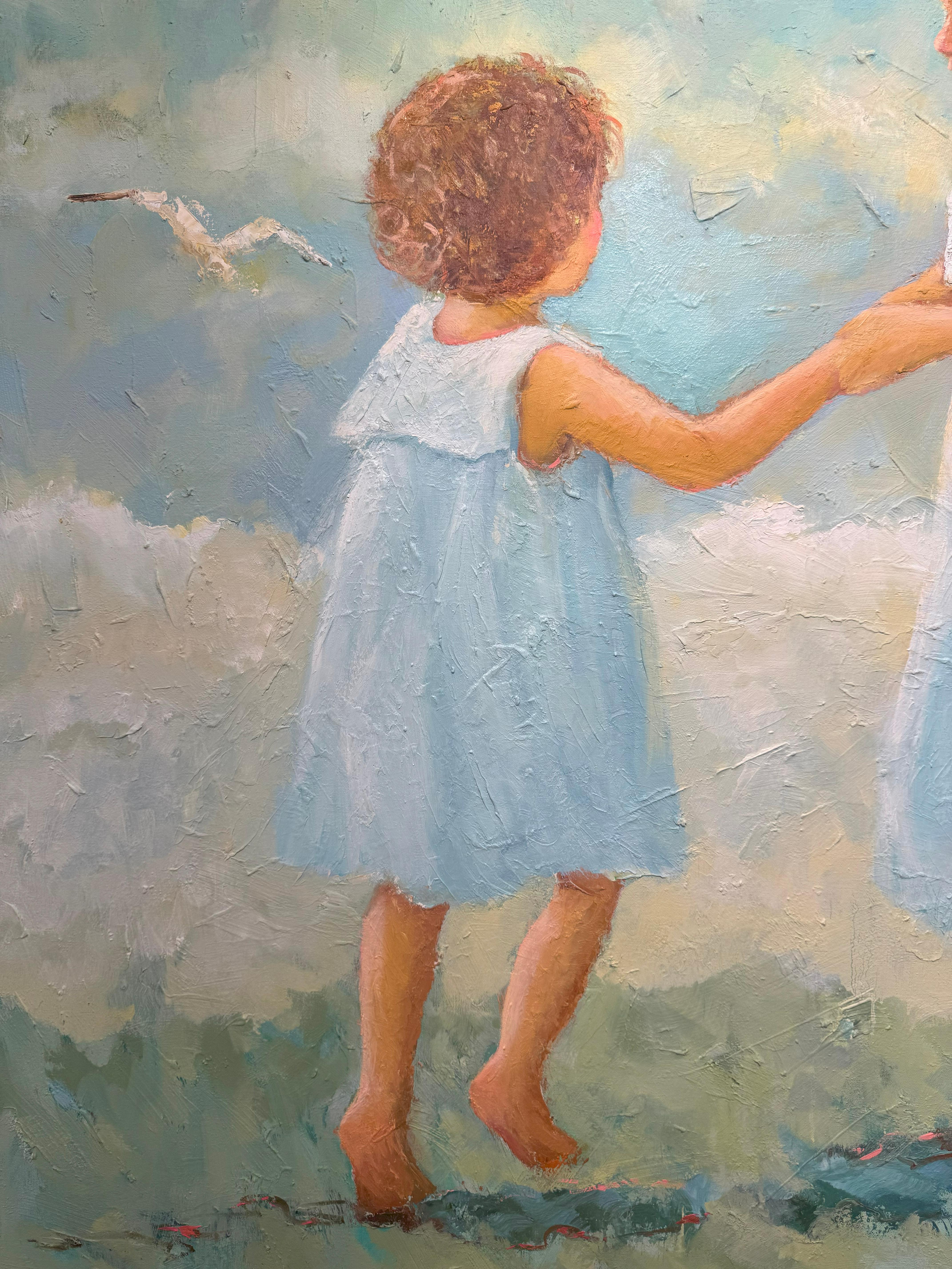 Joyce Norwood, „Dancing with the Tide“, figuratives Ölgemälde auf Leinwand, 48x48 im Angebot 4