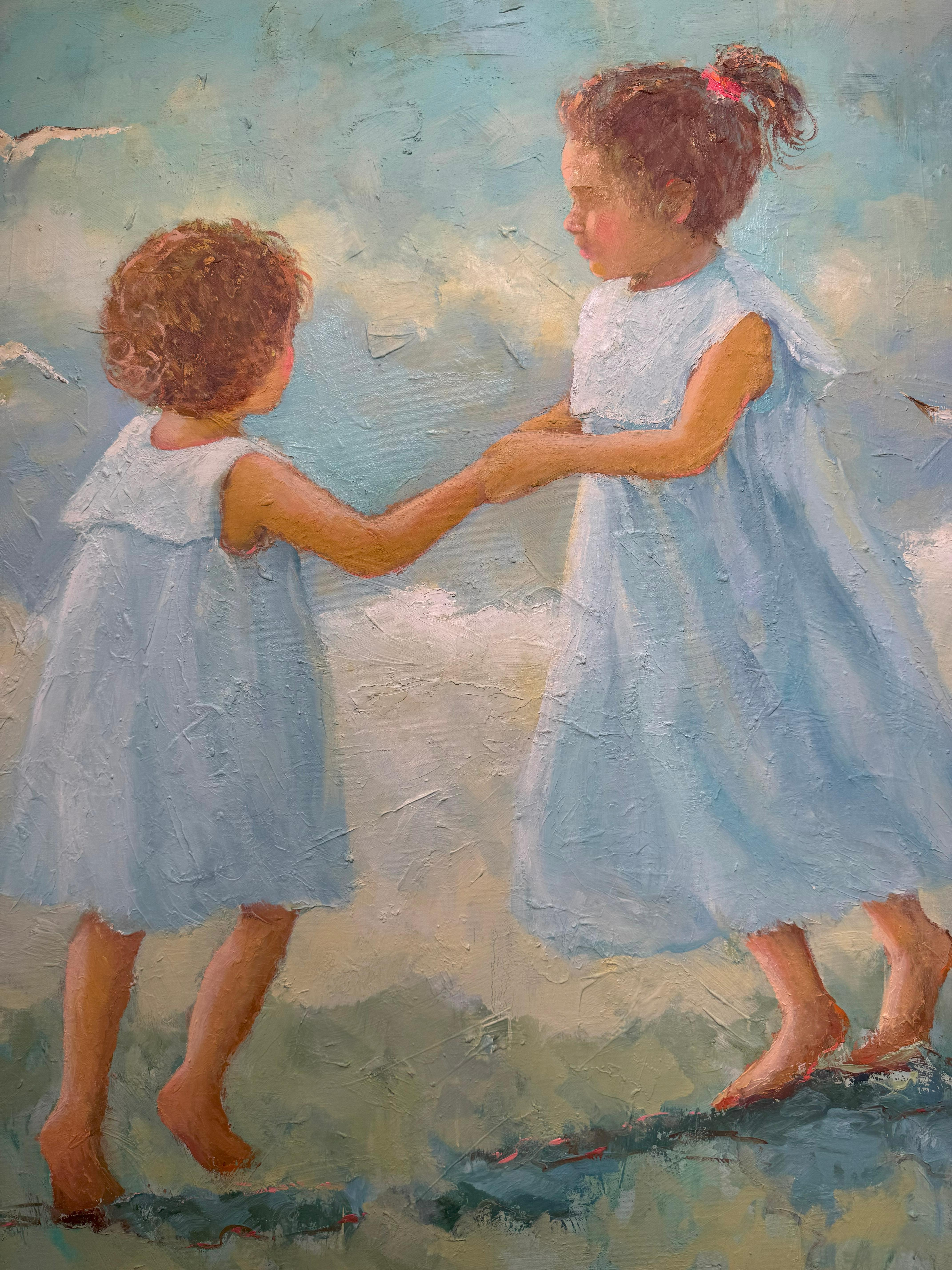 Joyce Norwood, „Dancing with the Tide“, figuratives Ölgemälde auf Leinwand, 48x48 im Angebot 5