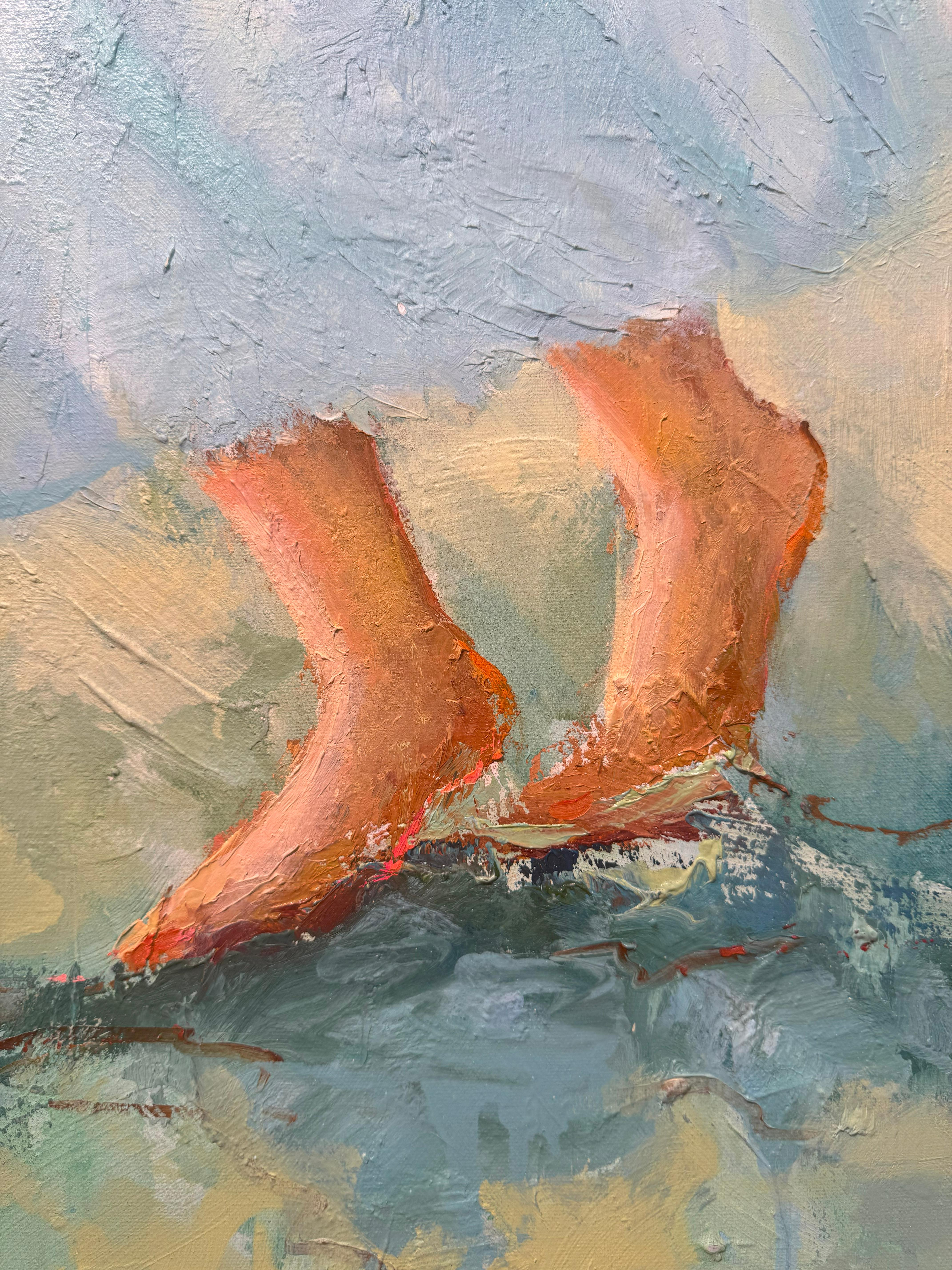 Joyce Norwood, „Dancing with the Tide“, figuratives Ölgemälde auf Leinwand, 48x48 im Angebot 8