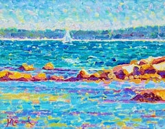 Joyce Norwood, "Radiant Waters" 11x14 Coastal Sailboat Oil Painting on Canvas