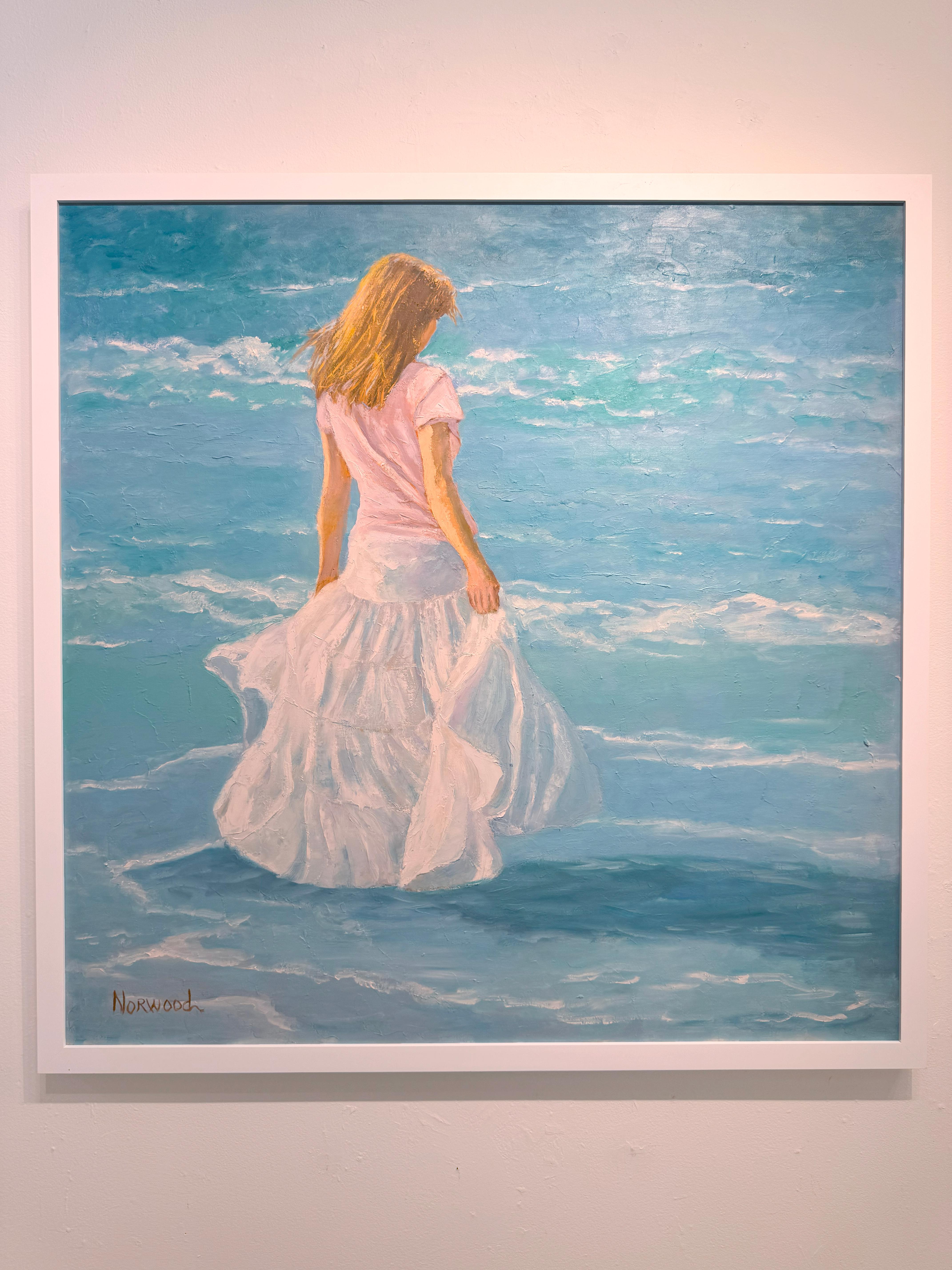 Joyce Norwood, « Kirkting in the Breeze », peinture à l'huile figurative sur toile 48 x 36 en vente 1