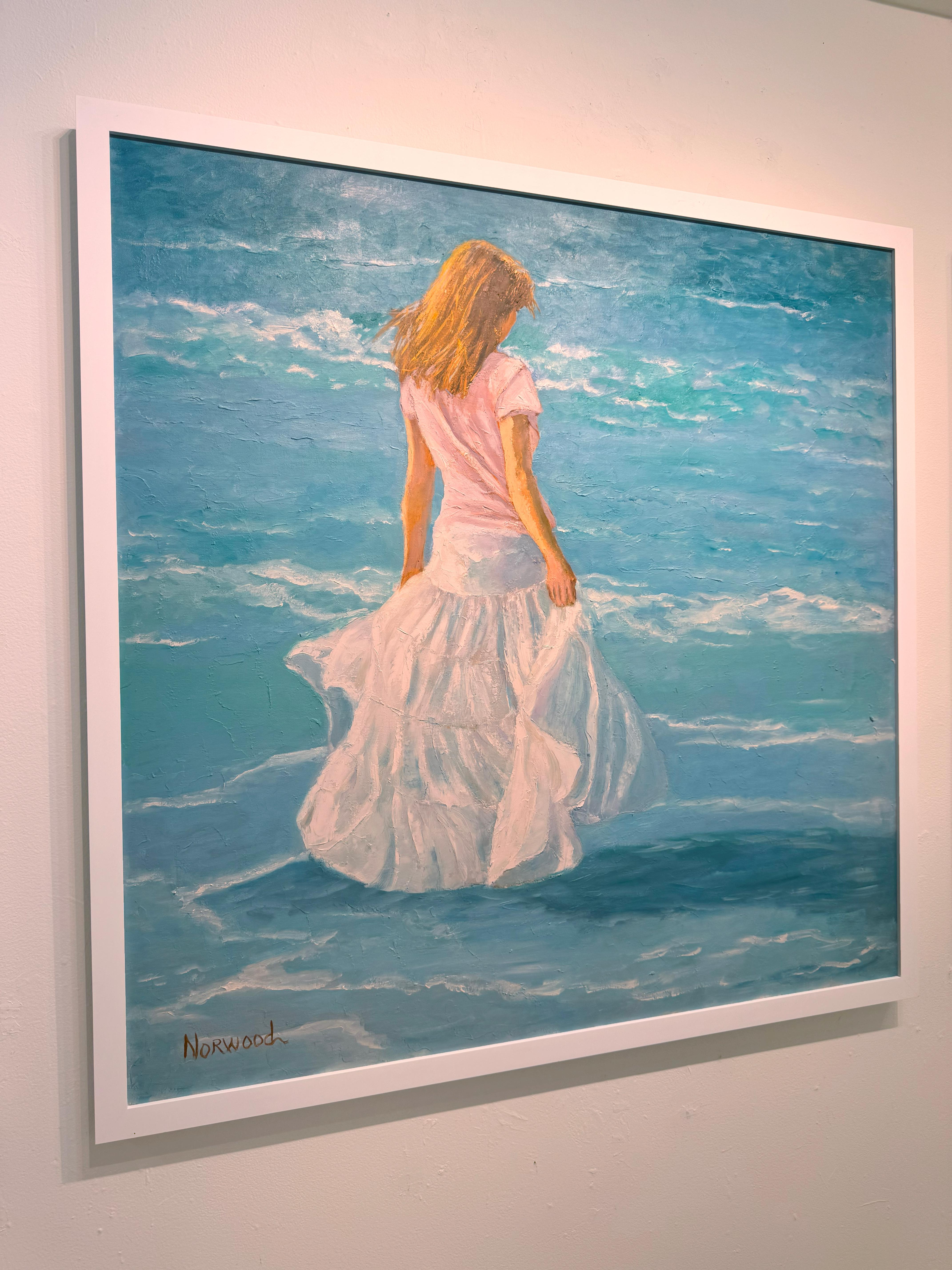 Joyce Norwood, « Kirkting in the Breeze », peinture à l'huile figurative sur toile 48 x 36 en vente 2