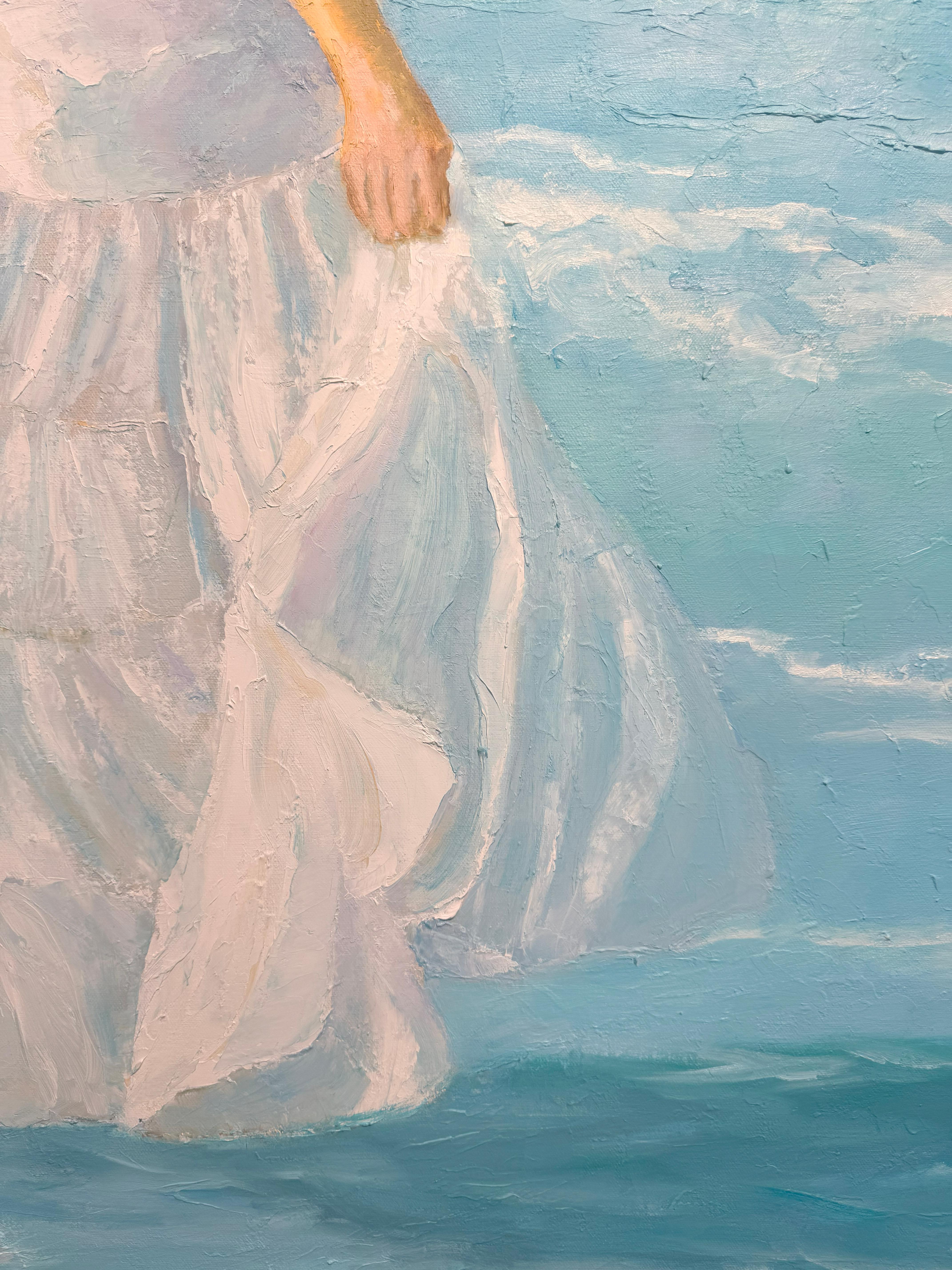 Joyce Norwood, « Kirkting in the Breeze », peinture à l'huile figurative sur toile 48 x 36 en vente 4