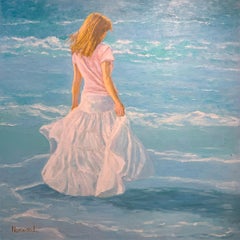 Joyce Norwood, "Skirting in the Breeze" 48x36 Figurative Oil Painting on Canvas
