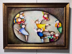 Joyce Roybal Musicians, Large Original Painting on canvas, Signed, Framed