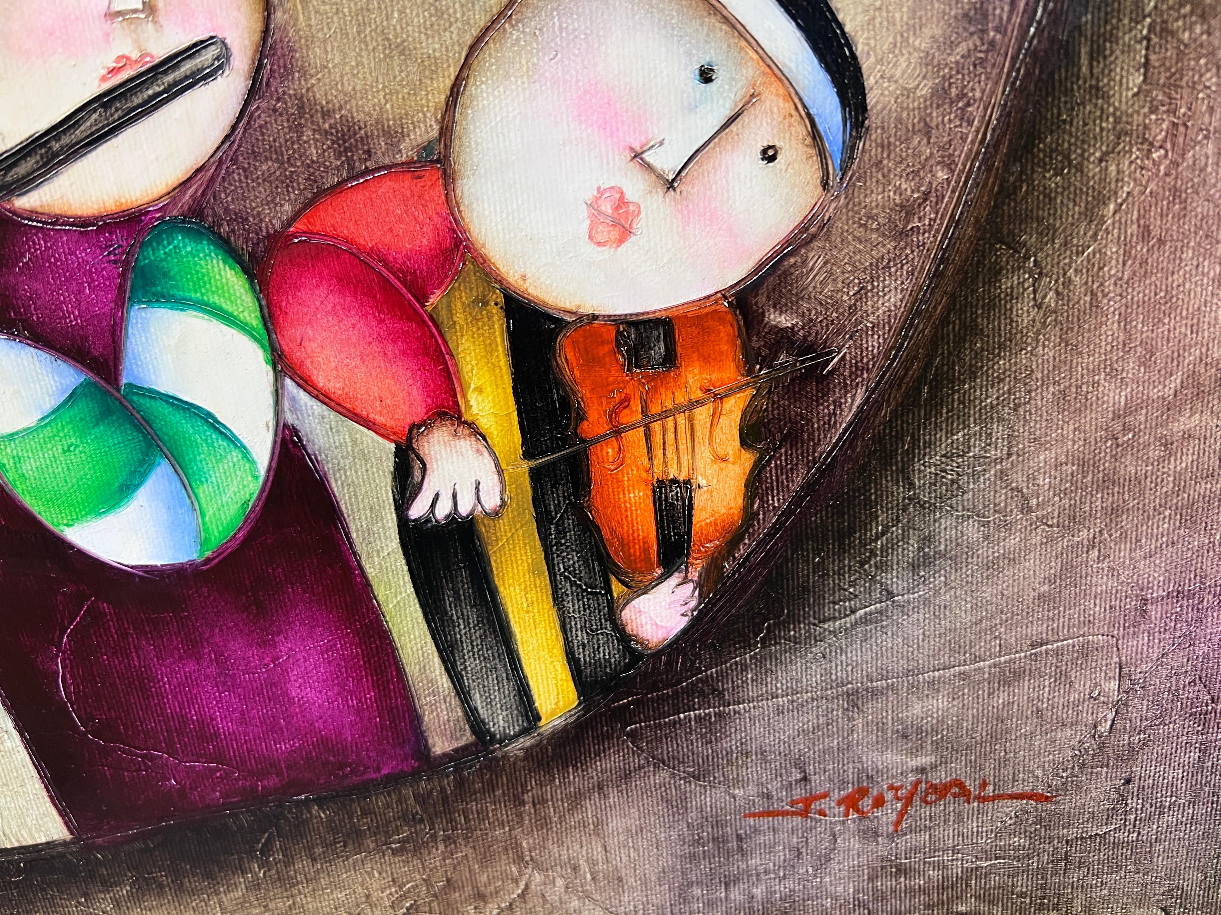 Joyce Roybal Musicians, grande dipinto originale su tela, firmato, incorniciato in vendita 7