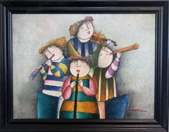 Joyce Roybal Pintura original sobre lienzo  Músicos  Obra de arte firmada y enmarcada