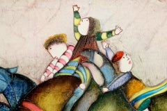 Riders, Folk Art Oil Painting by Joyce Roybal