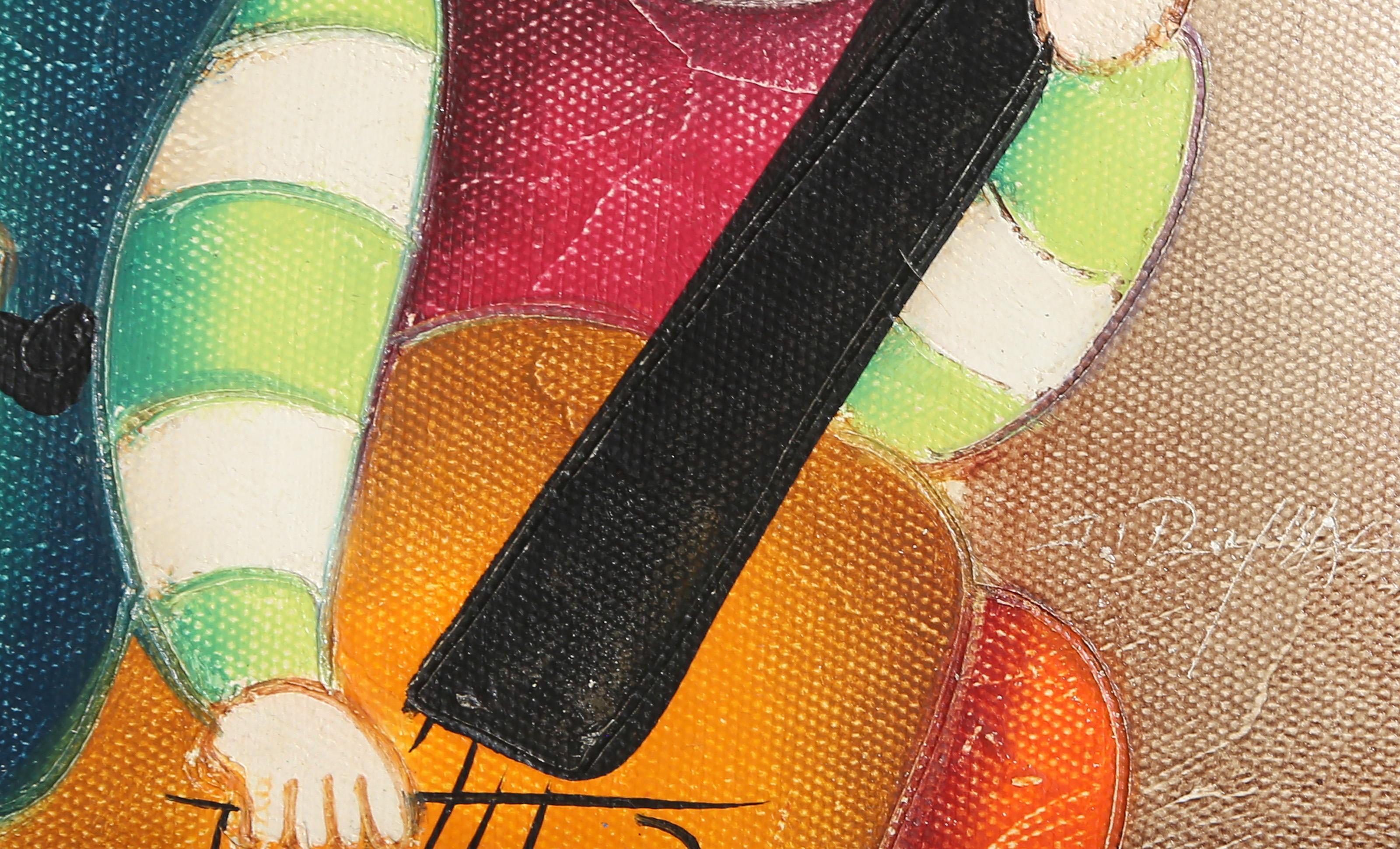 String Trio, Folk Art Oil Painting on Canvas by Joyce Roybal For Sale 2