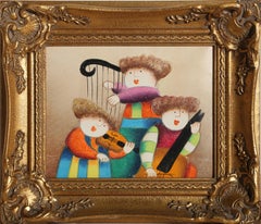 String Trio, Folk Art Oil Painting on Canvas by Joyce Roybal