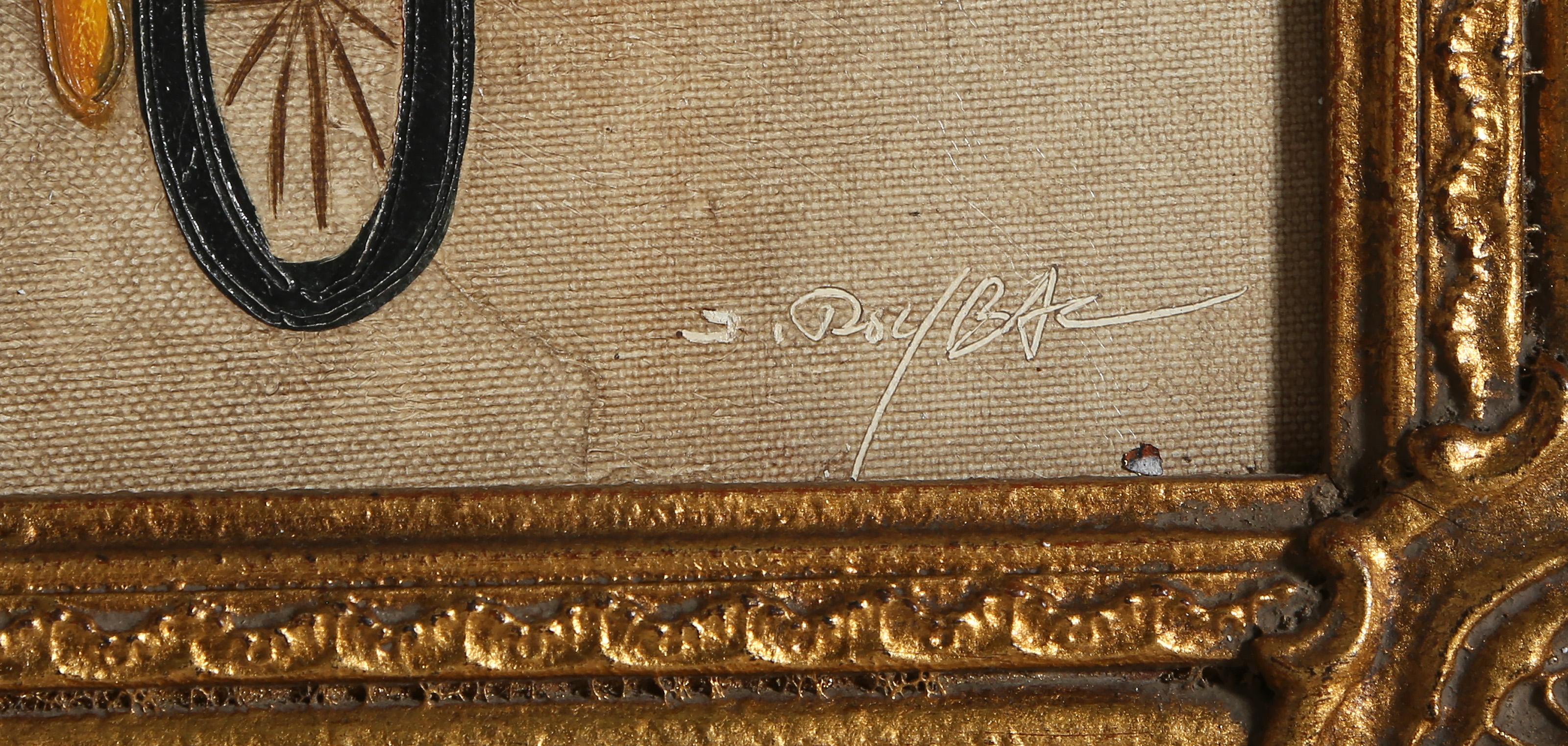 Tres monociclos, pintura al óleo de arte popular sobre lienzo por Joyce Roybal en venta 2