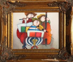 Three Woman Band, Folk Art Oil Painting on canvas by Joyce Roybal