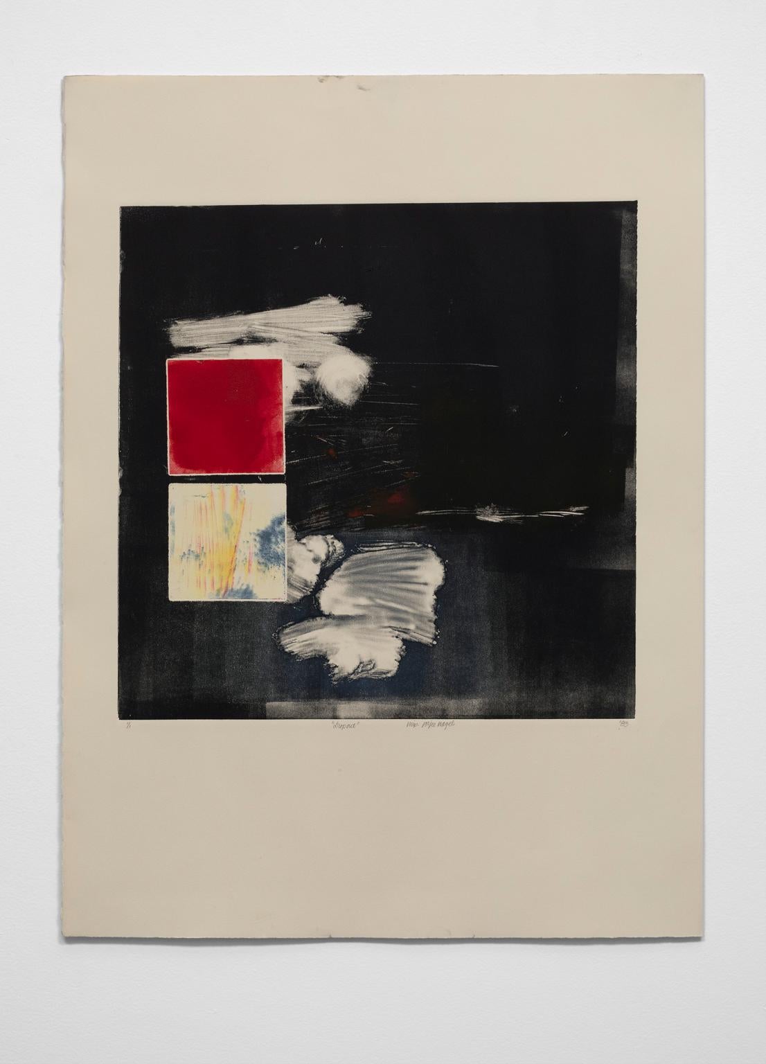 Joyce Tilley Nagel Abstract Print - Joyce T. Nagel Monoprint Abstract "Dropout" Signed Dated