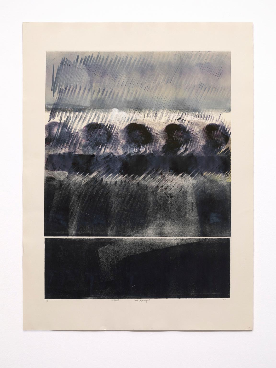 Joyce Tilley Nagel Landscape Print - Joyce T. Nagel Monoprint "Storm" Signed and Dated 