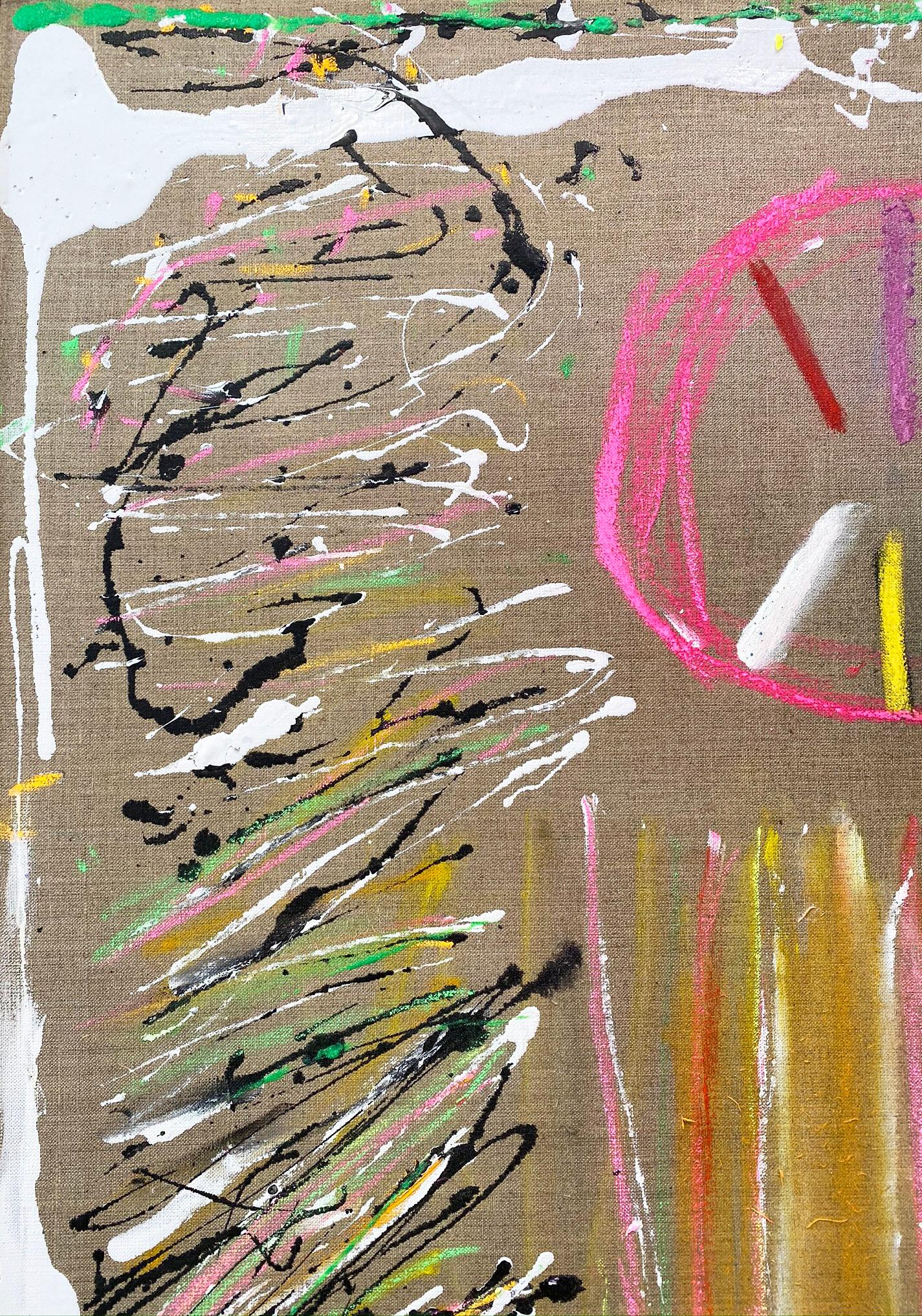 Abstract oil painting, Joyce Weinstein, Country Fields with a Pink 1