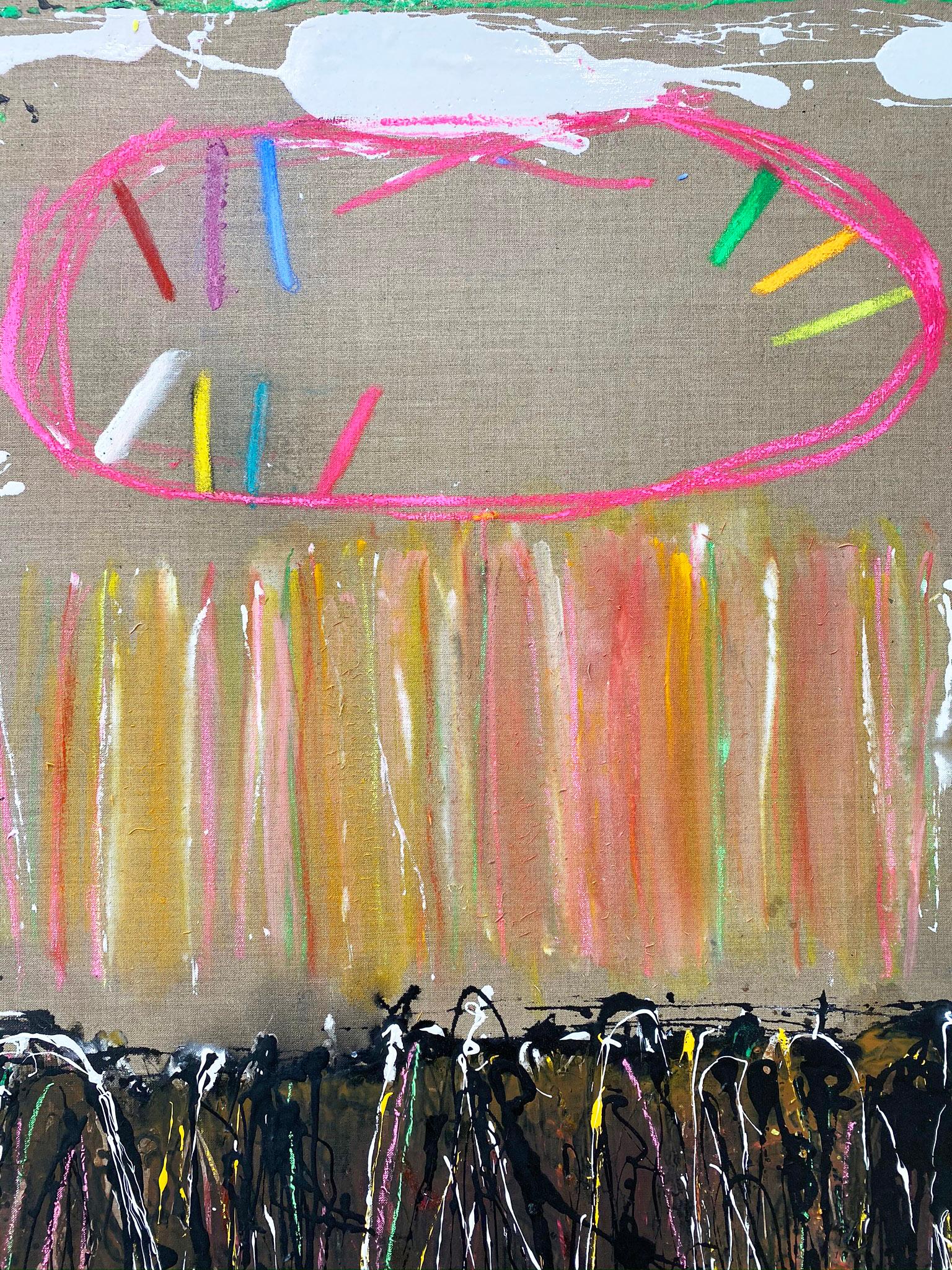 Abstract oil painting, Joyce Weinstein, Country Fields with a Pink 3