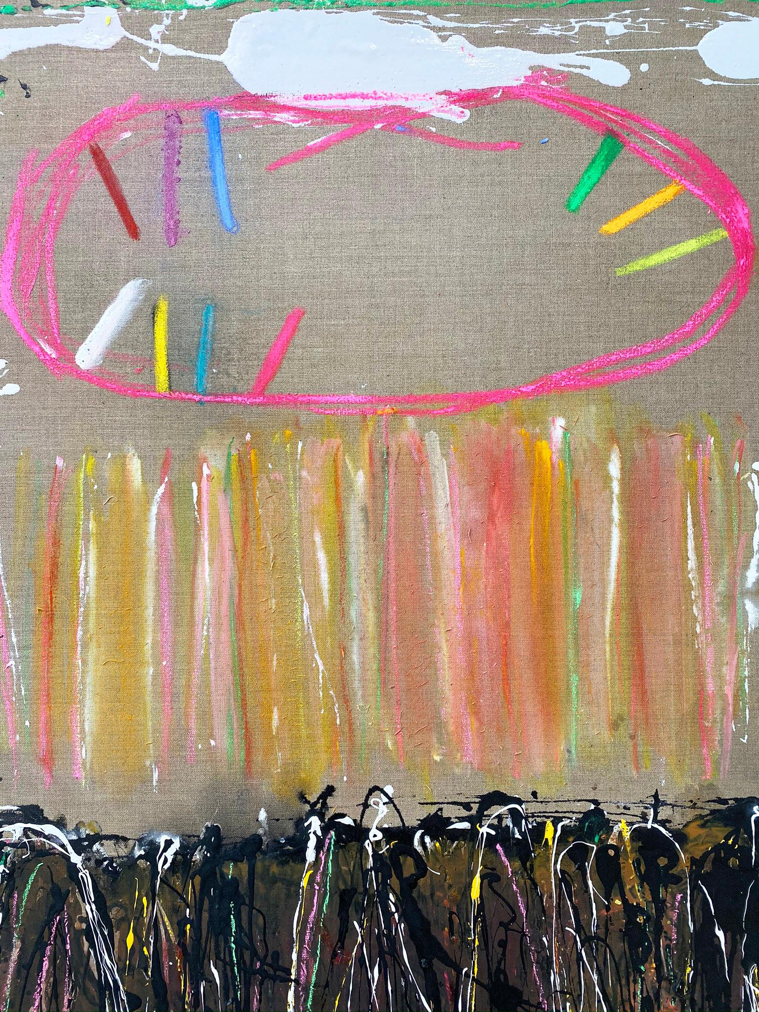 Abstract oil painting, Joyce Weinstein, Country Fields with a Pink 2