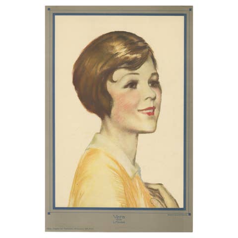 Joyful 1920s Portrait “Vera” – Art Deco Lithograph by L. Fircsa, 1929
