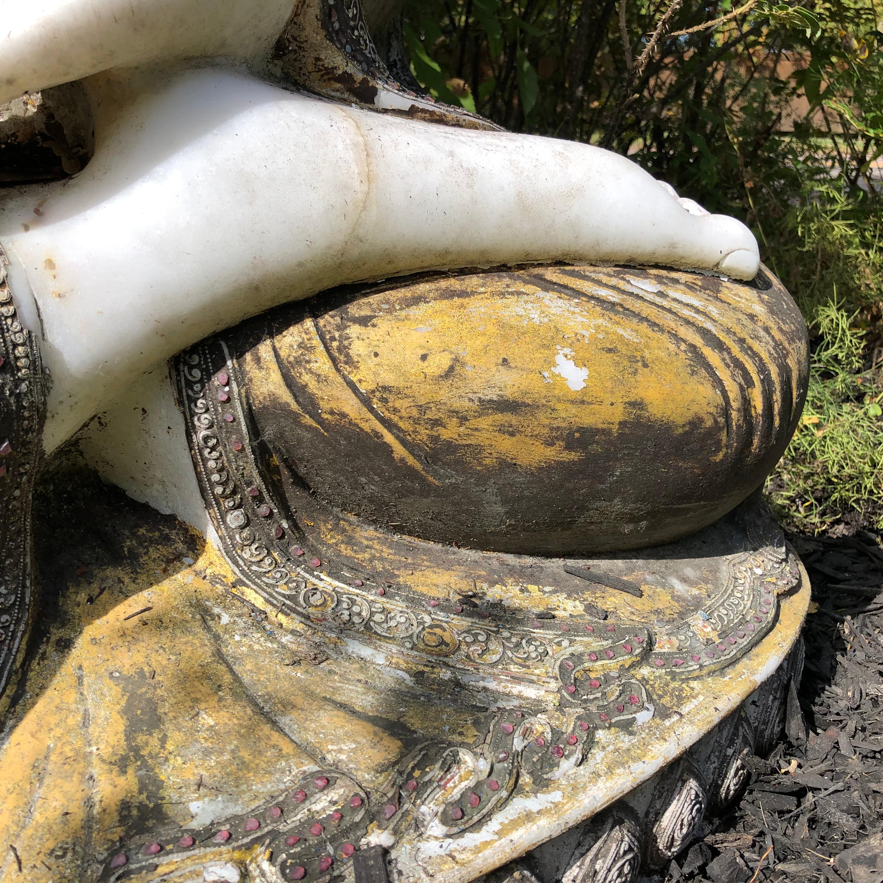 Big Vintage Old Gilt Garden Buddha, 50 Inches 4