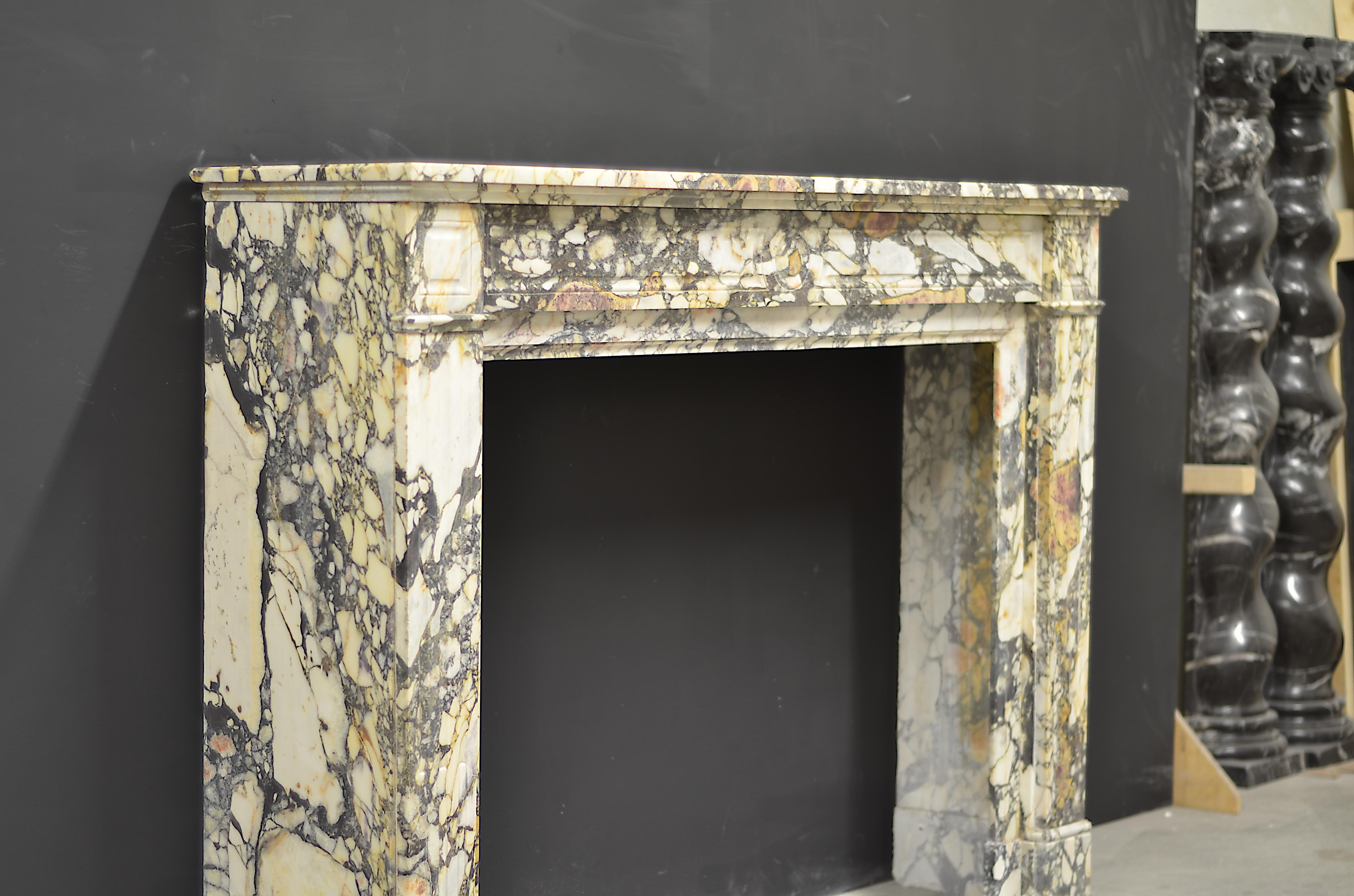 Joyful Breche Louis XVI Fireplace Mantel in Breche Marble, Free Shipping 2