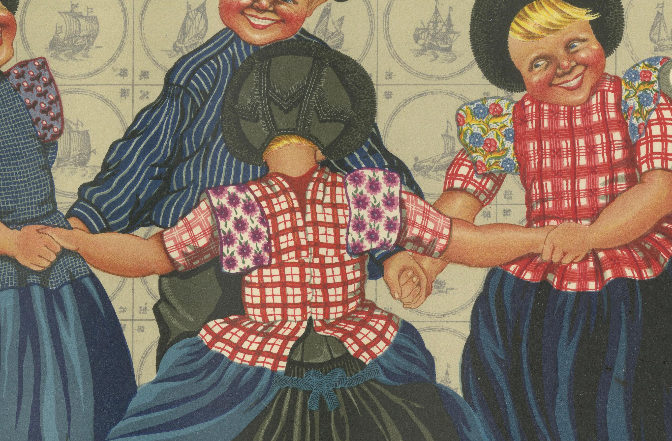 Danse ronde des enfants en costume de Spakenburg - Dutch Folk Art Print

Cette ravissante estampe coloriée à la main, tirée de l'édition limitée de 1932 *The National Costumes of Holland* de Gratiane de Gardilanne et Elizabeth Whitney (tirée à