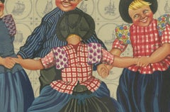 Joyful Children's Round Dance in Spakenburg Costume – Dutch Folk Art Print, 1932