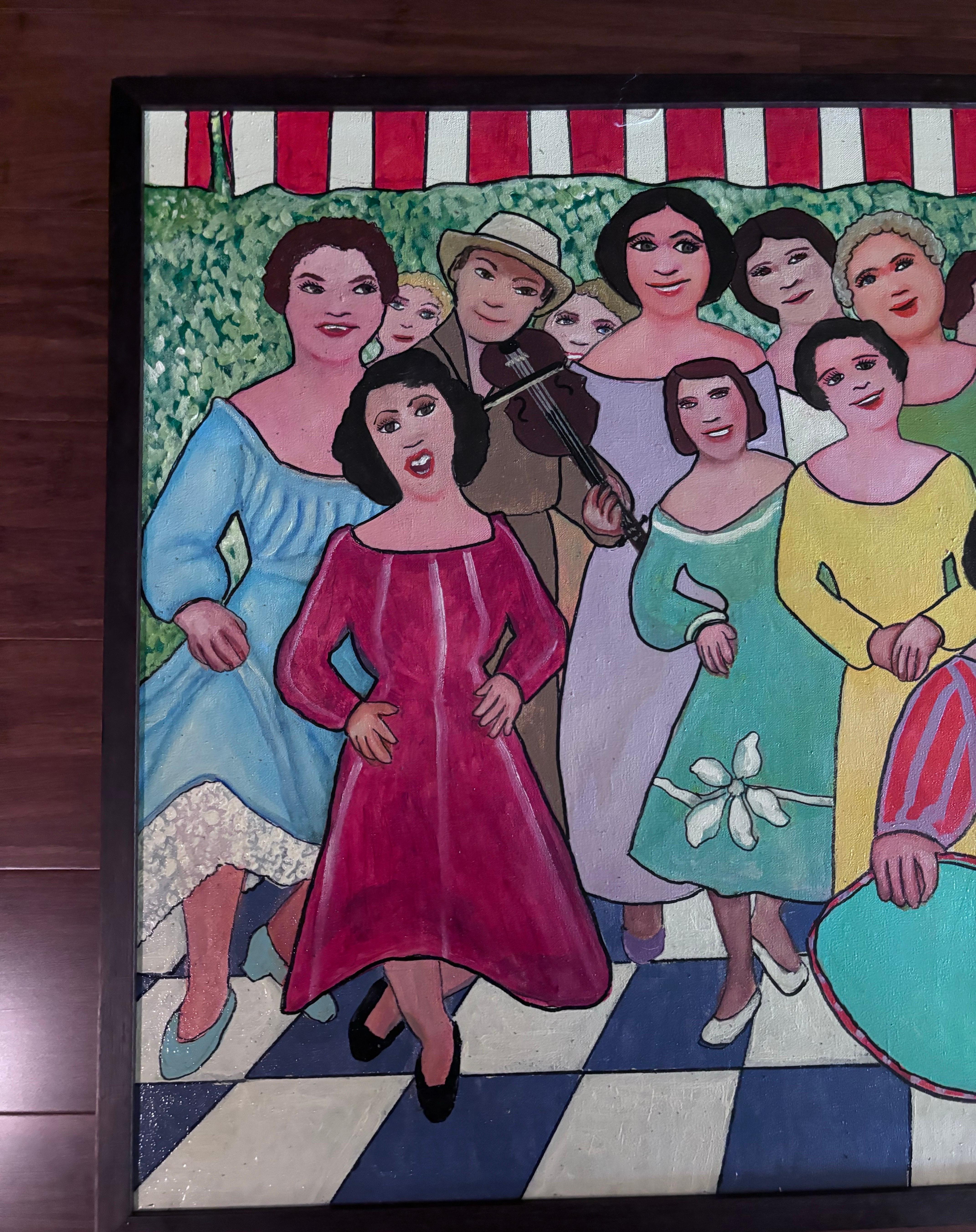 Artisanat Danseurs joyeux  Peintre autodidacte folkloriste Gloria Laposka, unique en vente