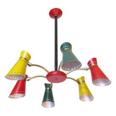 Joyful French 1960s Articulated Chandelier by Rene Mathieu