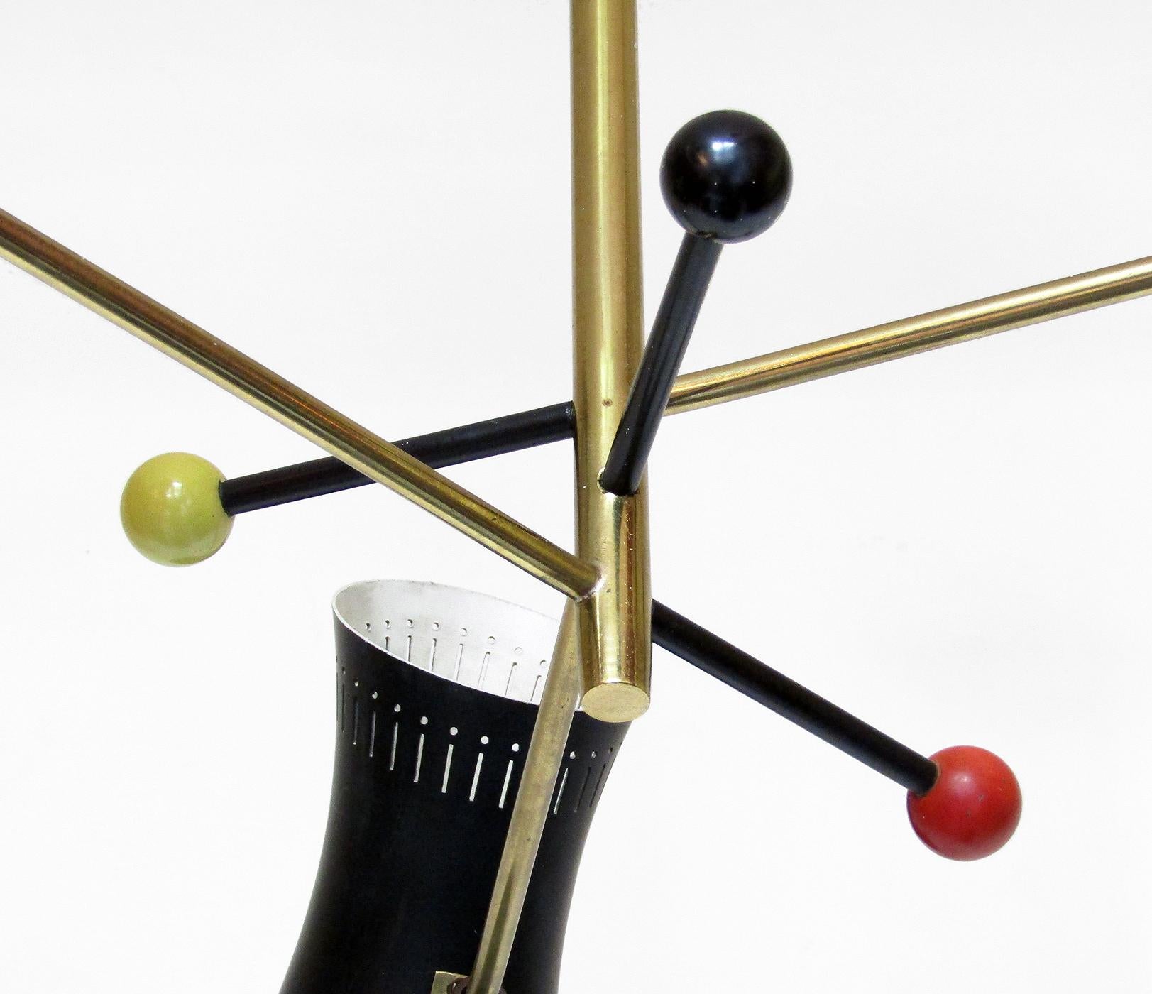 20th Century Joyful Italian 1950s Atomic Articulated Chandelier Attributed to Stilnovo  For Sale