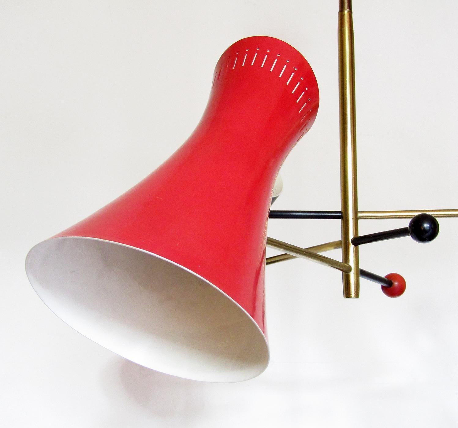 Joyful Italian 1950s Atomic Articulated Chandelier Attributed to Stilnovo  For Sale 3