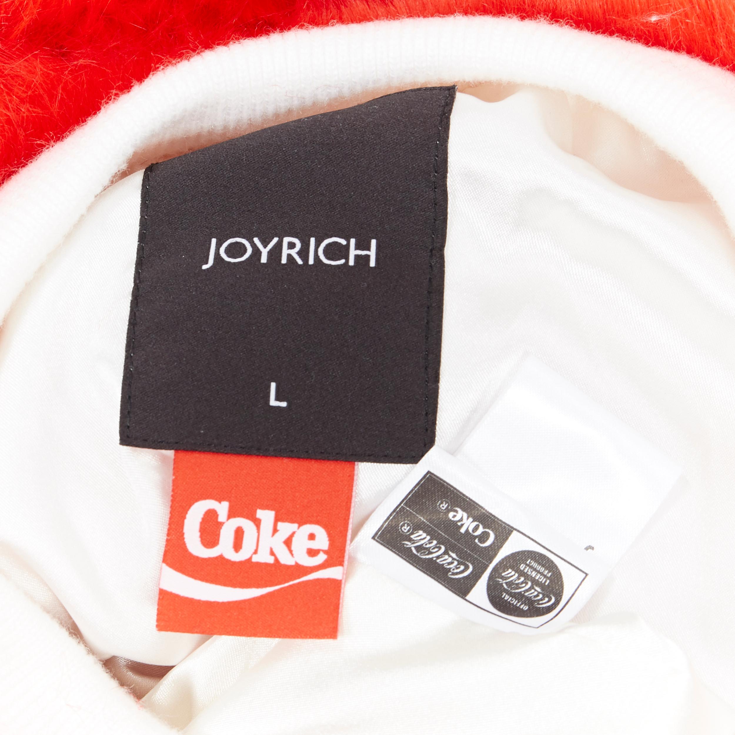 JOYRICH X COCA COLA felpa oversize con logo in pelliccia sintetica rossa, pullover raro L. 5