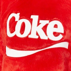 JOYRICH X COCA COLA red faux fur logo front oversized sweatshirt pullover rare L