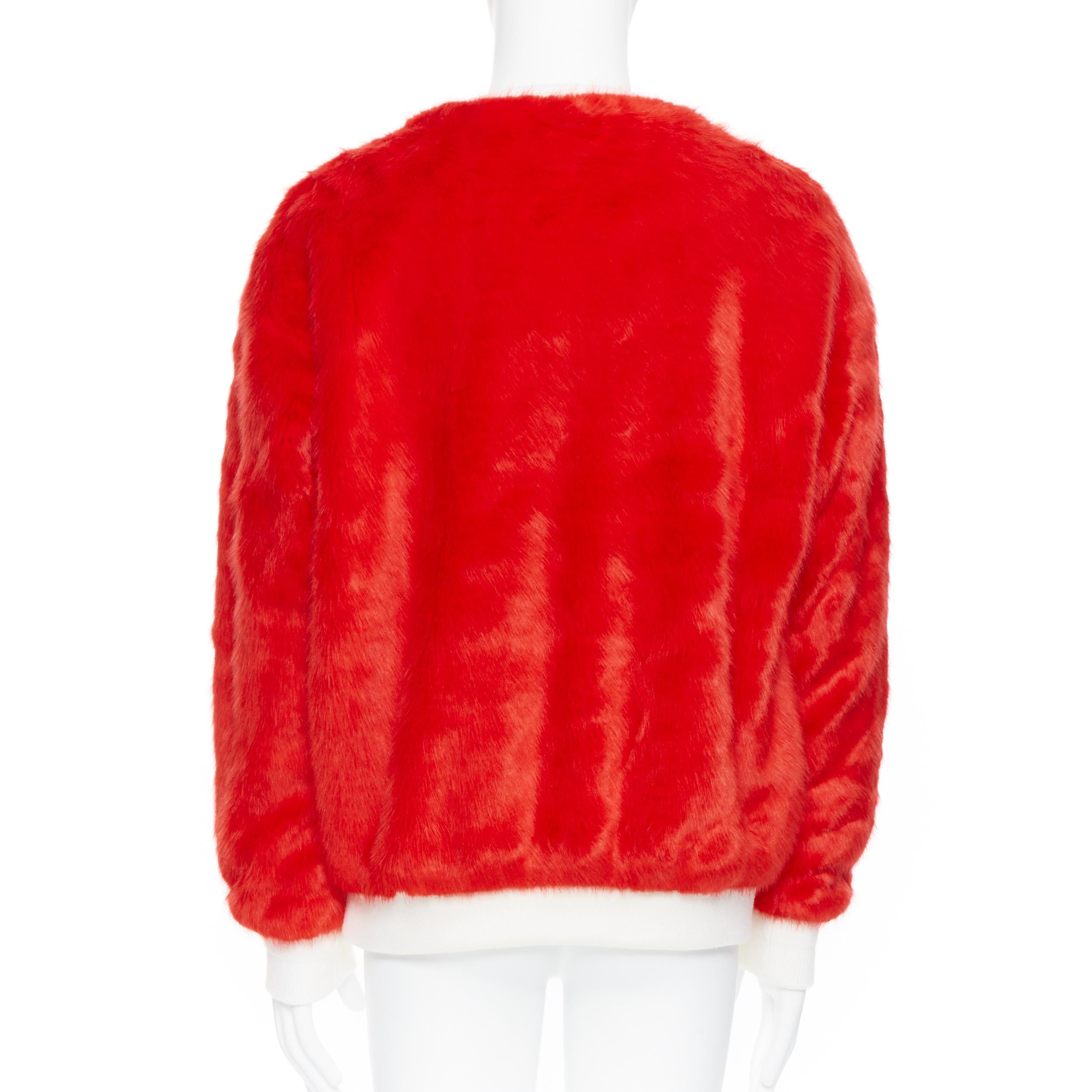 JOYRICH X COCA COLA felpa oversize con logo in pelliccia sintetica rossa, pullover raro L. 1