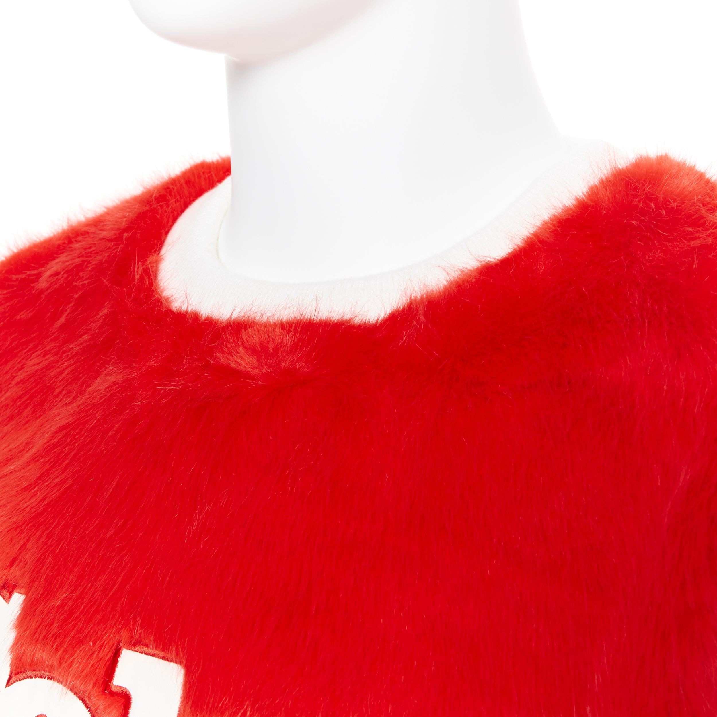 JOYRICH X COCA COLA felpa oversize con logo in pelliccia sintetica rossa, pullover raro L. 3
