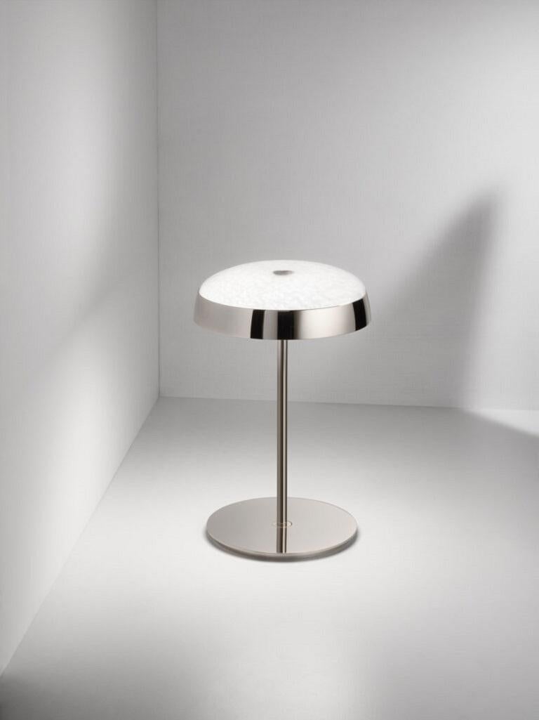 Lámpara de mesa Joza de cristal y cromo pulido by Aggiolight Italiano en venta