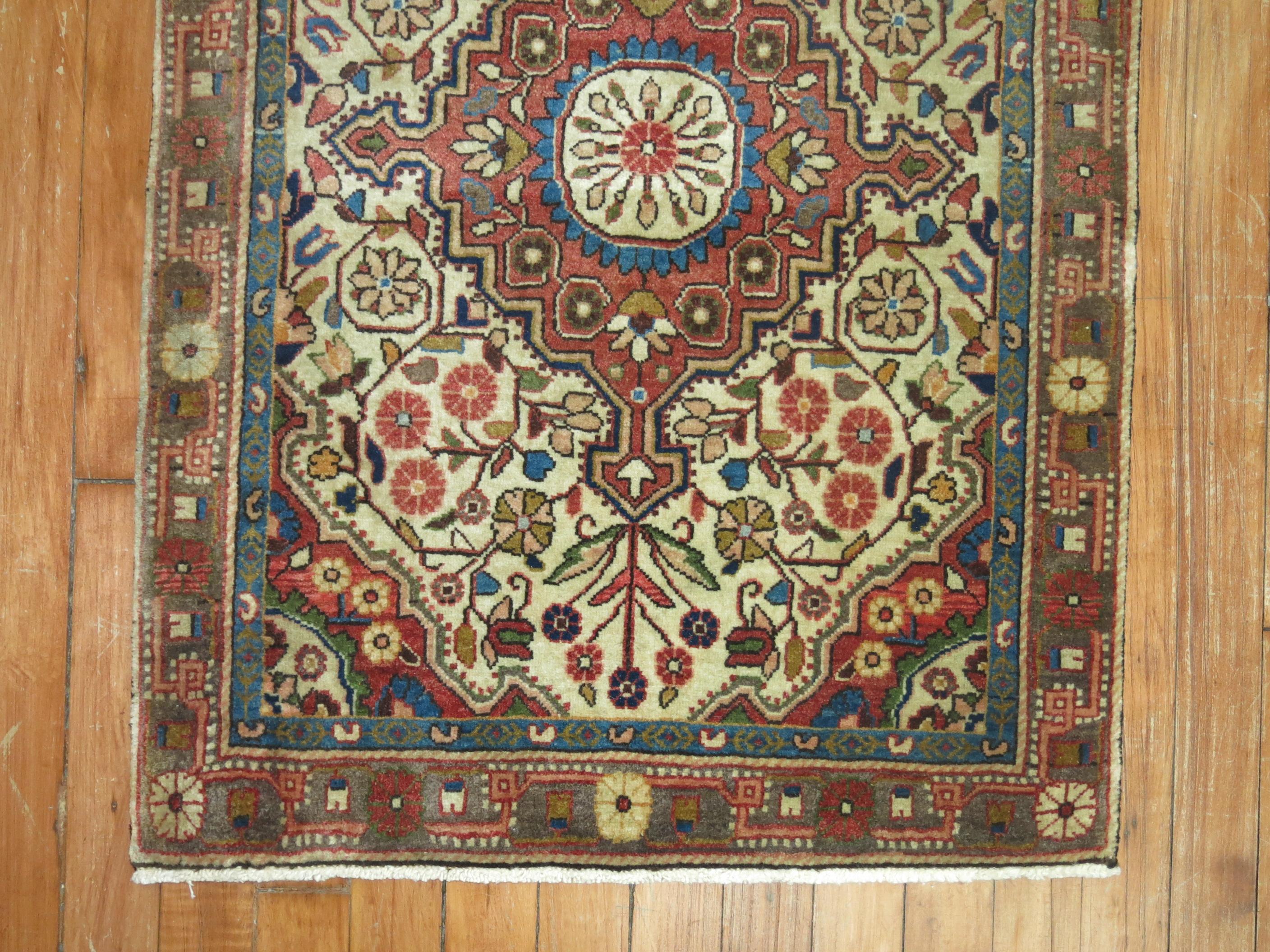a mid-20th century mat size jozan sarouk rug

Measures: 2' x 2'11”.

