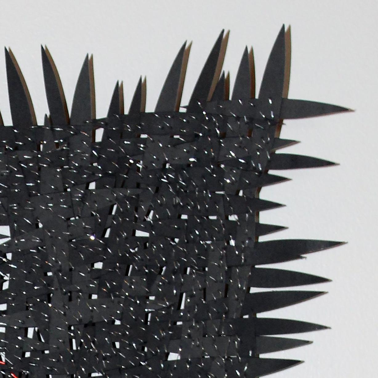 Une sculpture murale originale en papier tissé et agrafes de Jozef Bajus.

Cette œuvre peut être acquise dans un cadre de présentation en forme de boîte à ombre pour un supplément de 350 $.