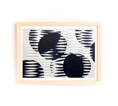 Pair of Dynamic Multi Layer Assemblage Cut Paper Painting Mixed Media American