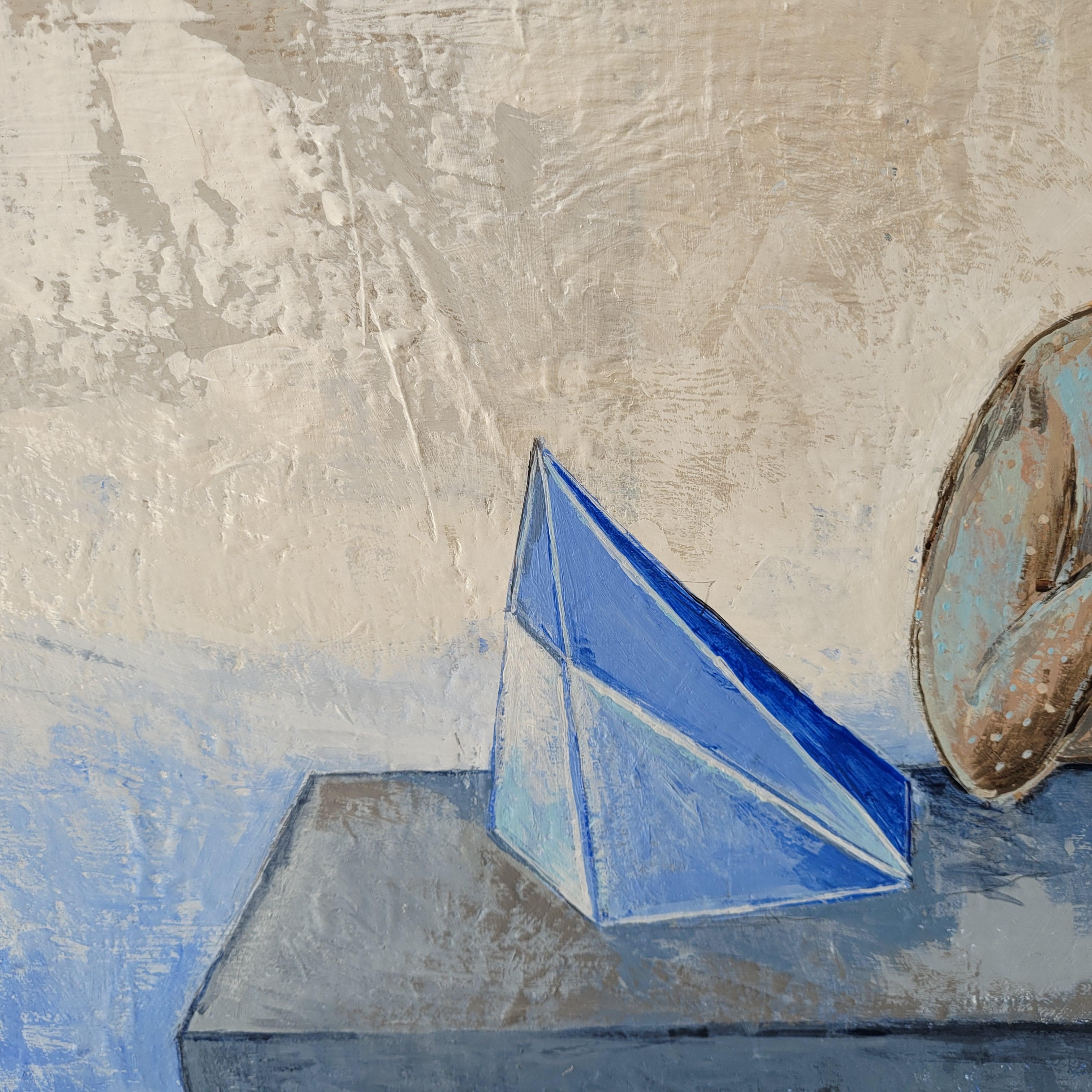 Un Ritual - Siglo XXI, Pintura Acrílica Figurativa Contemporánea, Color Azul en venta 7