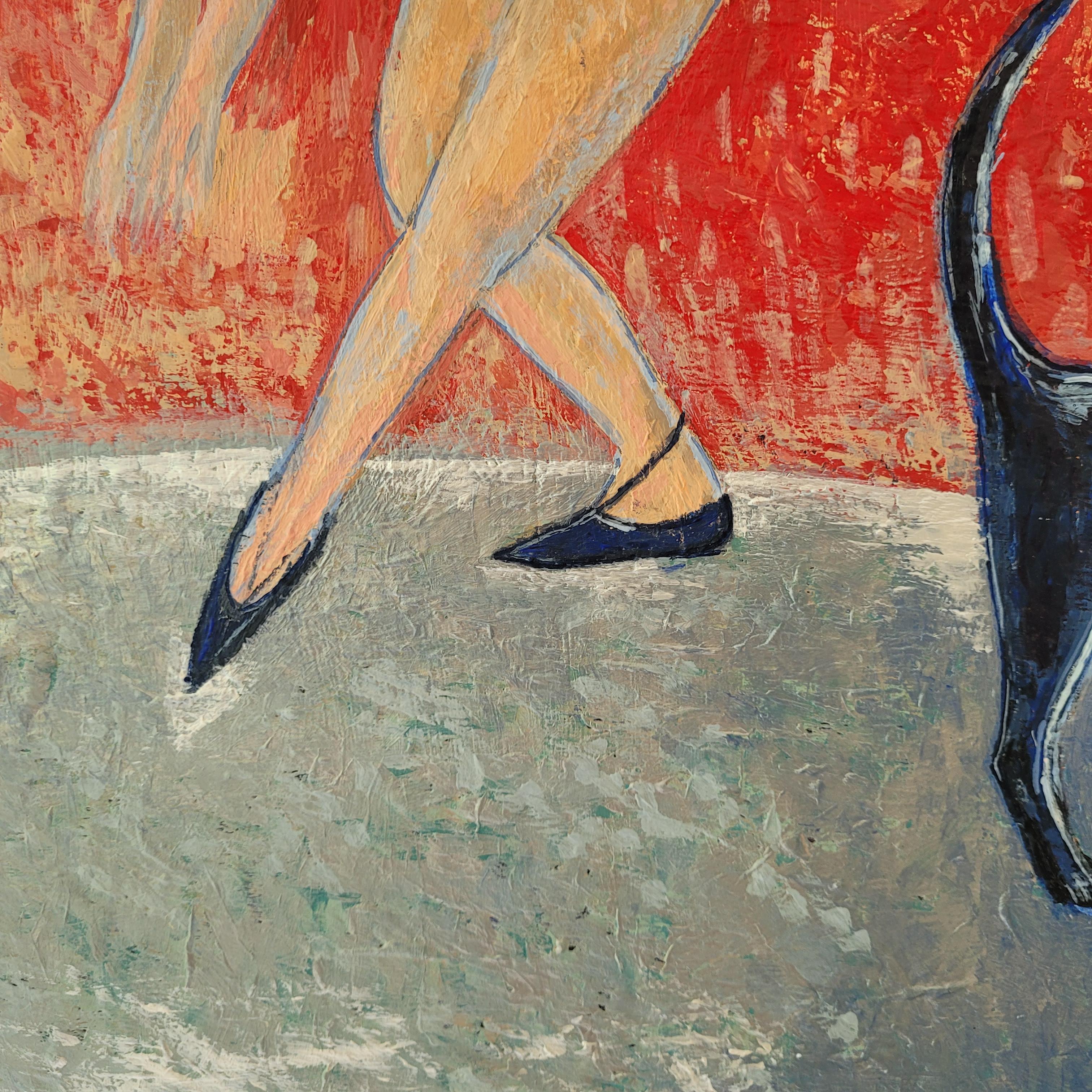 Danse - Peinture figurative contemporaine en acrylique, animal, XXIe siècle en vente 3