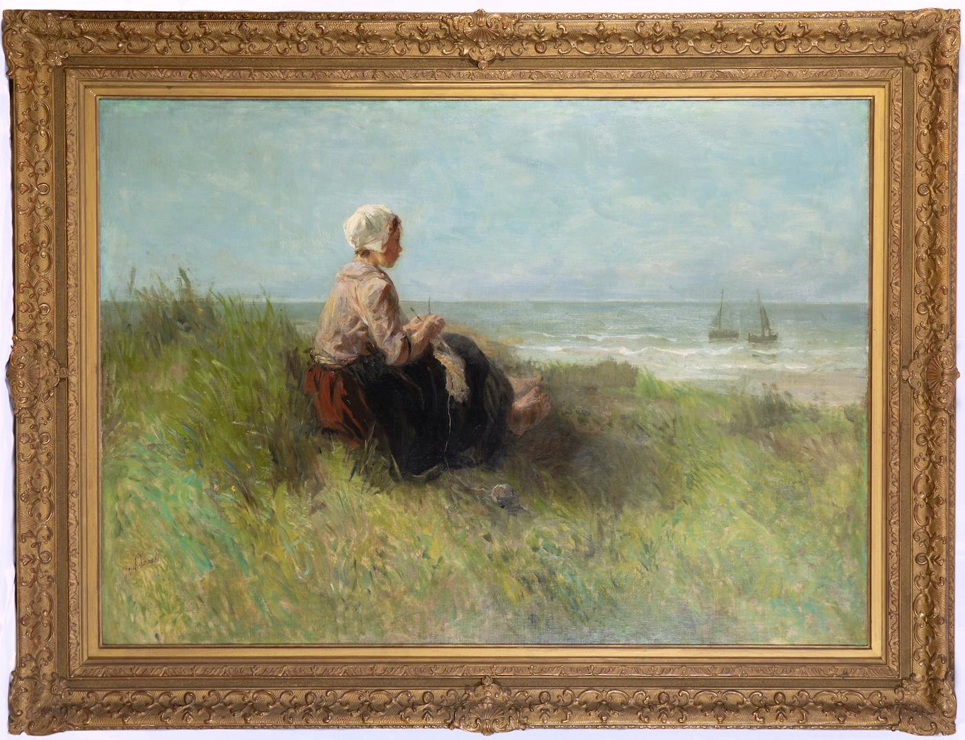 Waiting by Jozef Israëls - Landscape oil painting - Painting by Israëls, Jozef